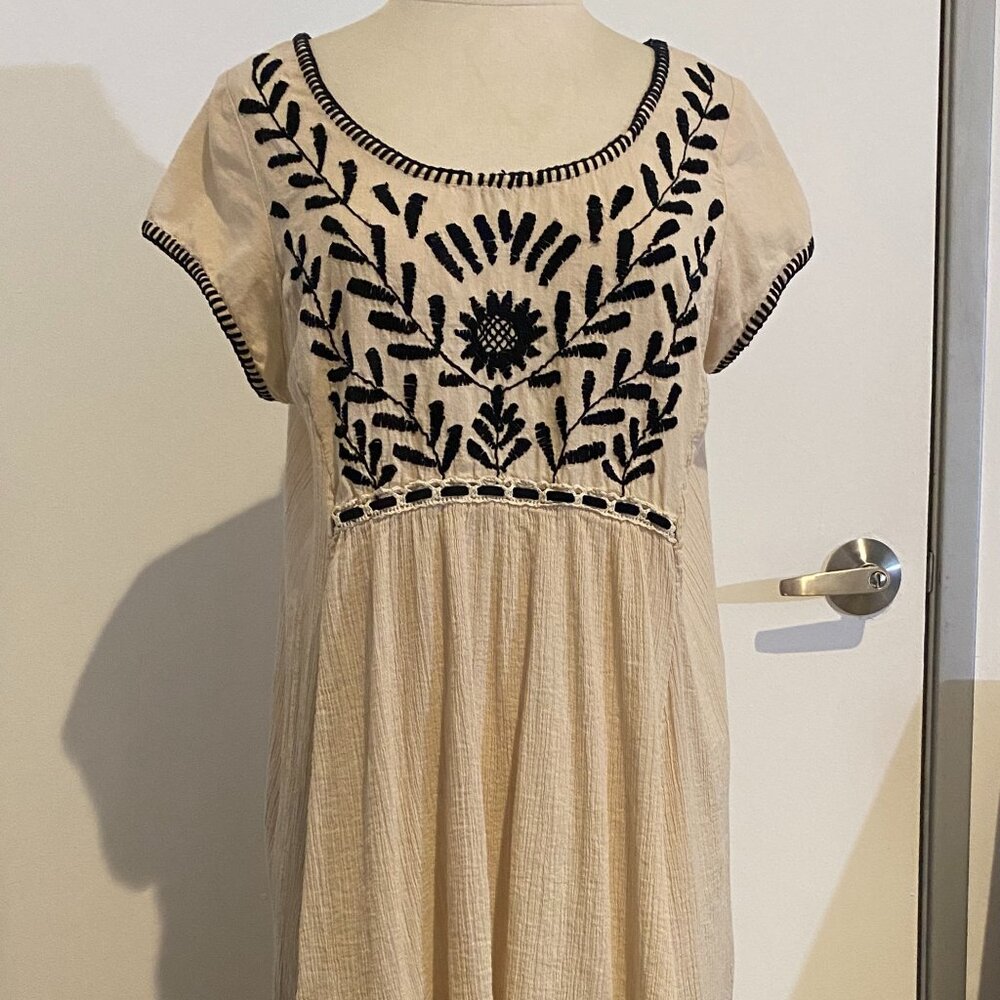 Free People Spring Summer Flowy Hippy India Gauze Embroidered Mari high low